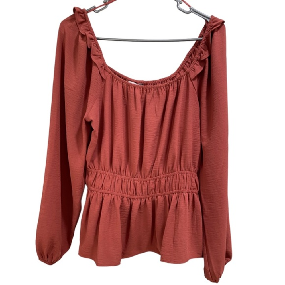 Women's‎ Nine West Squareneck Peplum Blouse, size Medium EUC